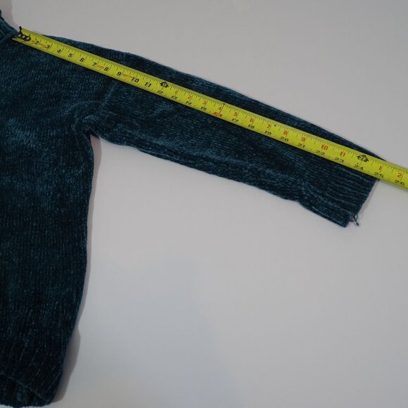Time And Tru Chenille Turtleneck Sweater Gem Slate Green Women L 12 14 Long Slv - Picture 8 of 9